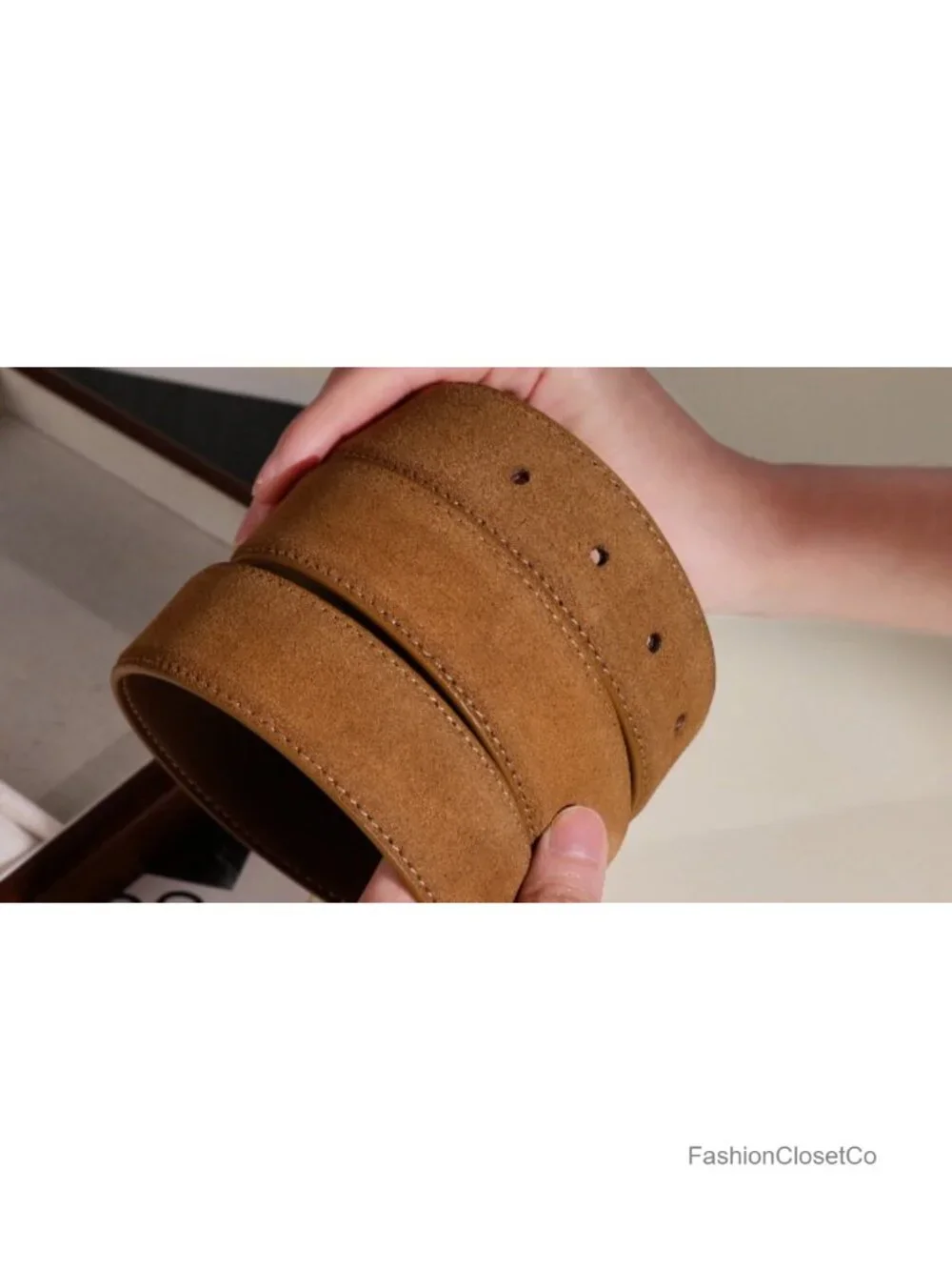 Women's Wide Suede Belt, Gold-Tone Square Buckle, Dresses Jeans Skirts